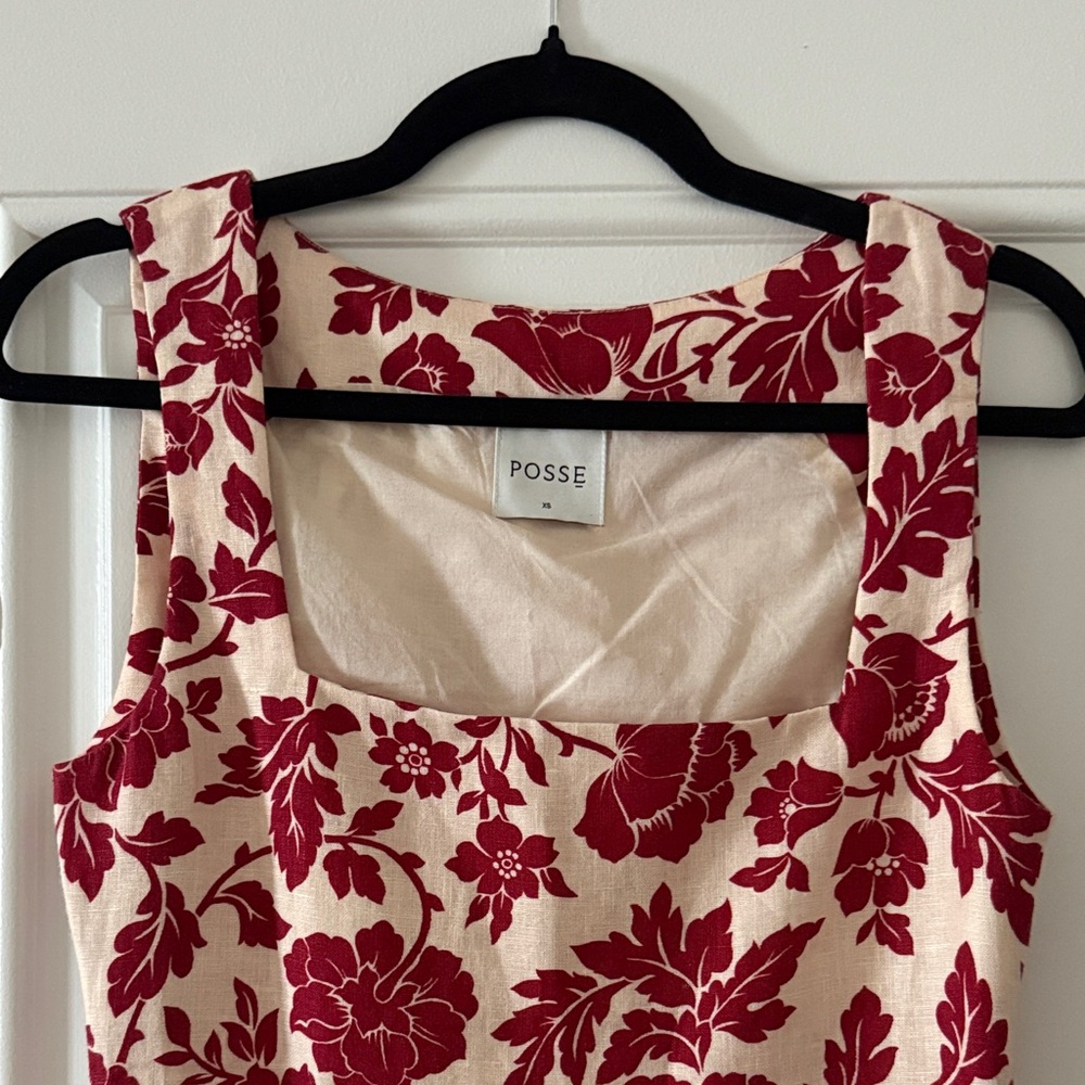 Posse Cream and Red Floral Mini Dress - Picture 3 of 6